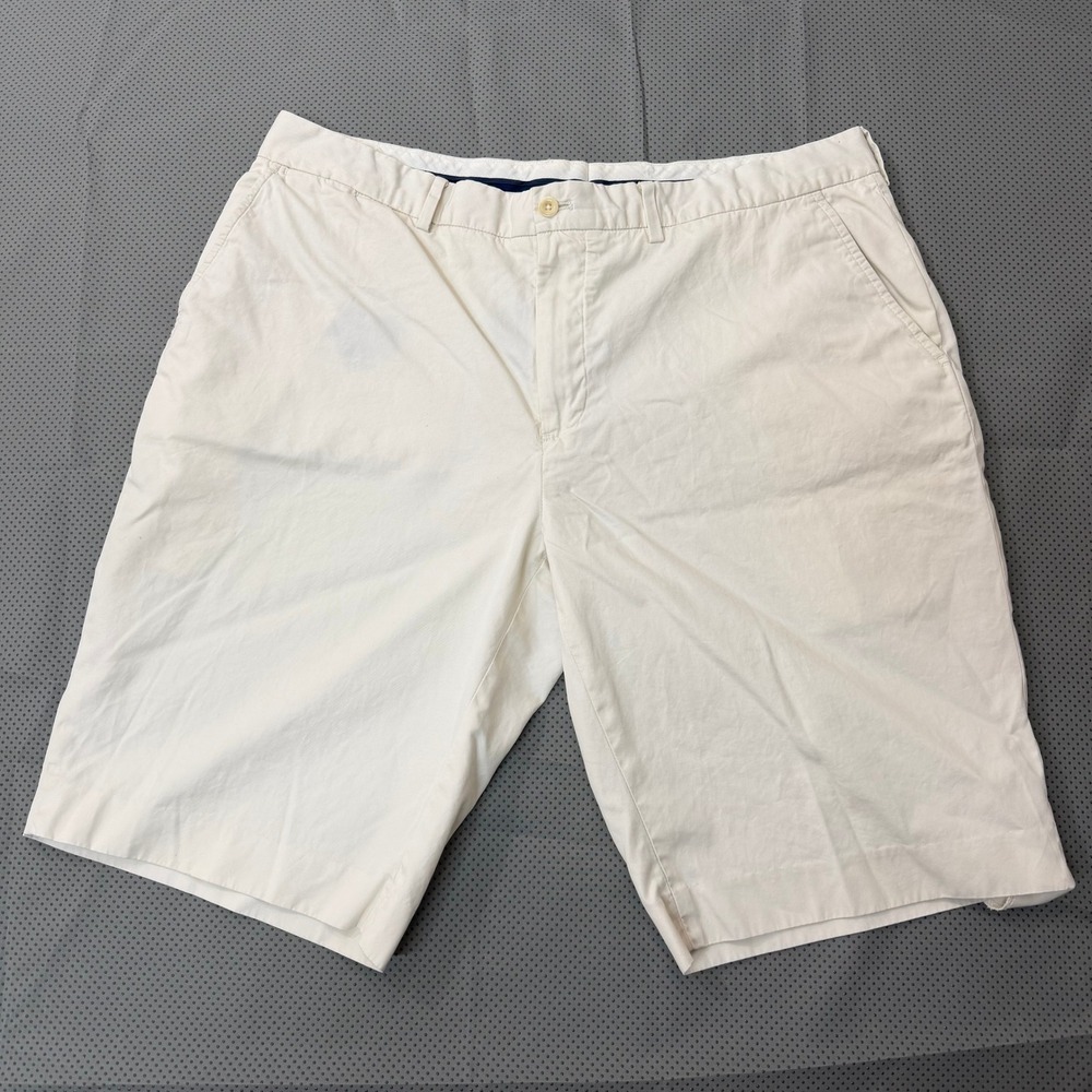 Polo Ralph Lauren Chino Shorts Mens 38 Cream Flat Front Cotton Classic Casual